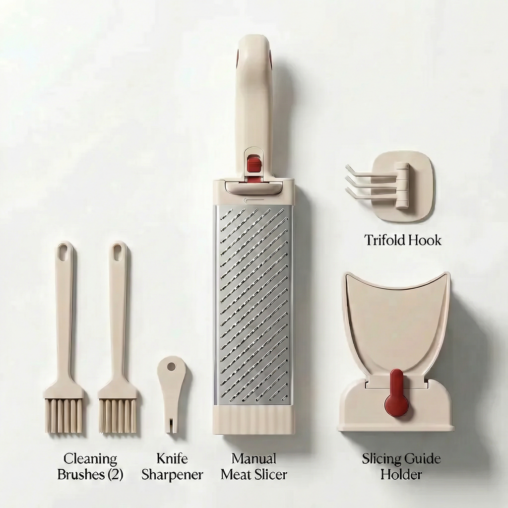 Multifunctional Kitchen Manual Meat Slicer – Adjustable Stainless Steel Blade & Non-Slip Base
